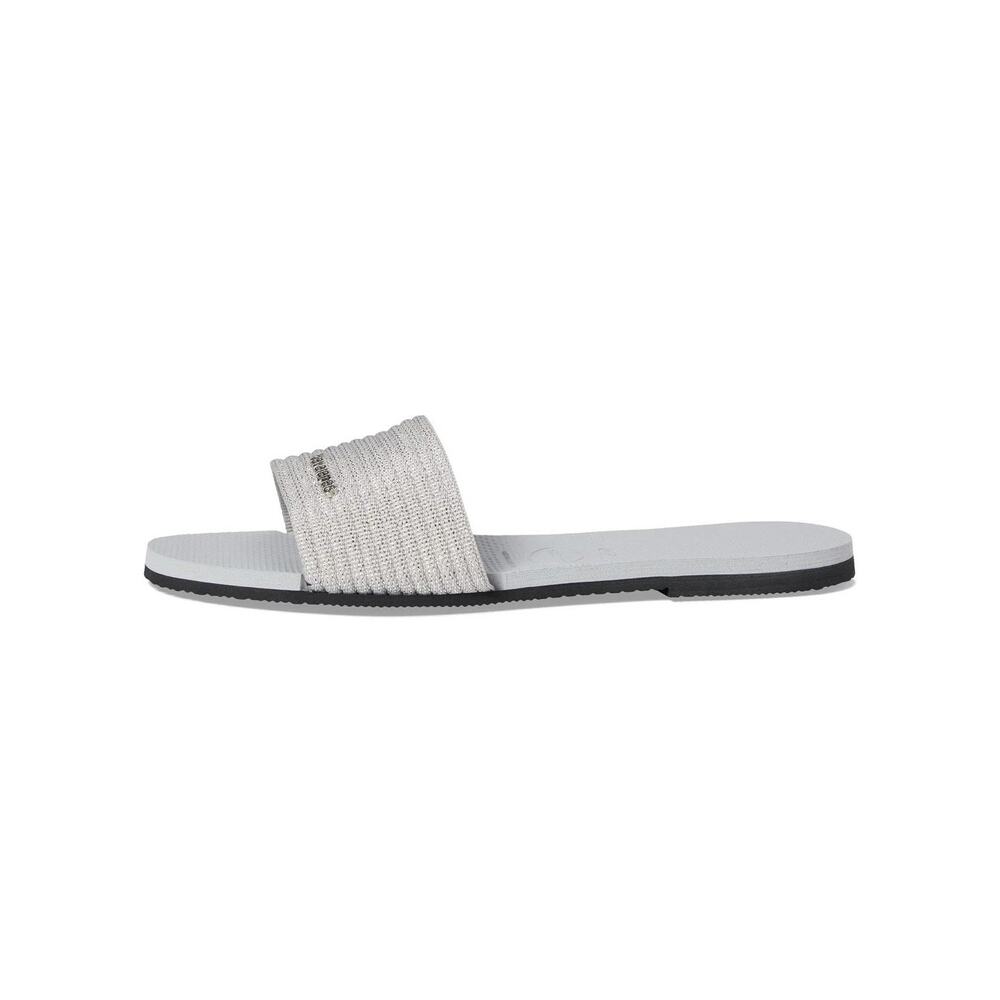 Havaianas You St. Tropez Silver Slide Sandals Women's Size 7/8 NWOB - Picture 2 of 8
